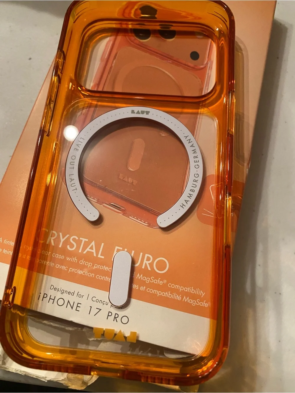 Clear Fluro MagSafe Compatible iPhone Case iPhone 17 Pro- Orange